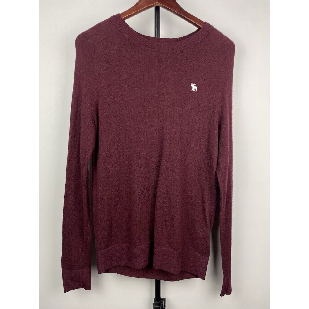 Abercrombie & Fitch Red Tight Knit Cotton‎ Cashmere Sweater Mens Logo Size S